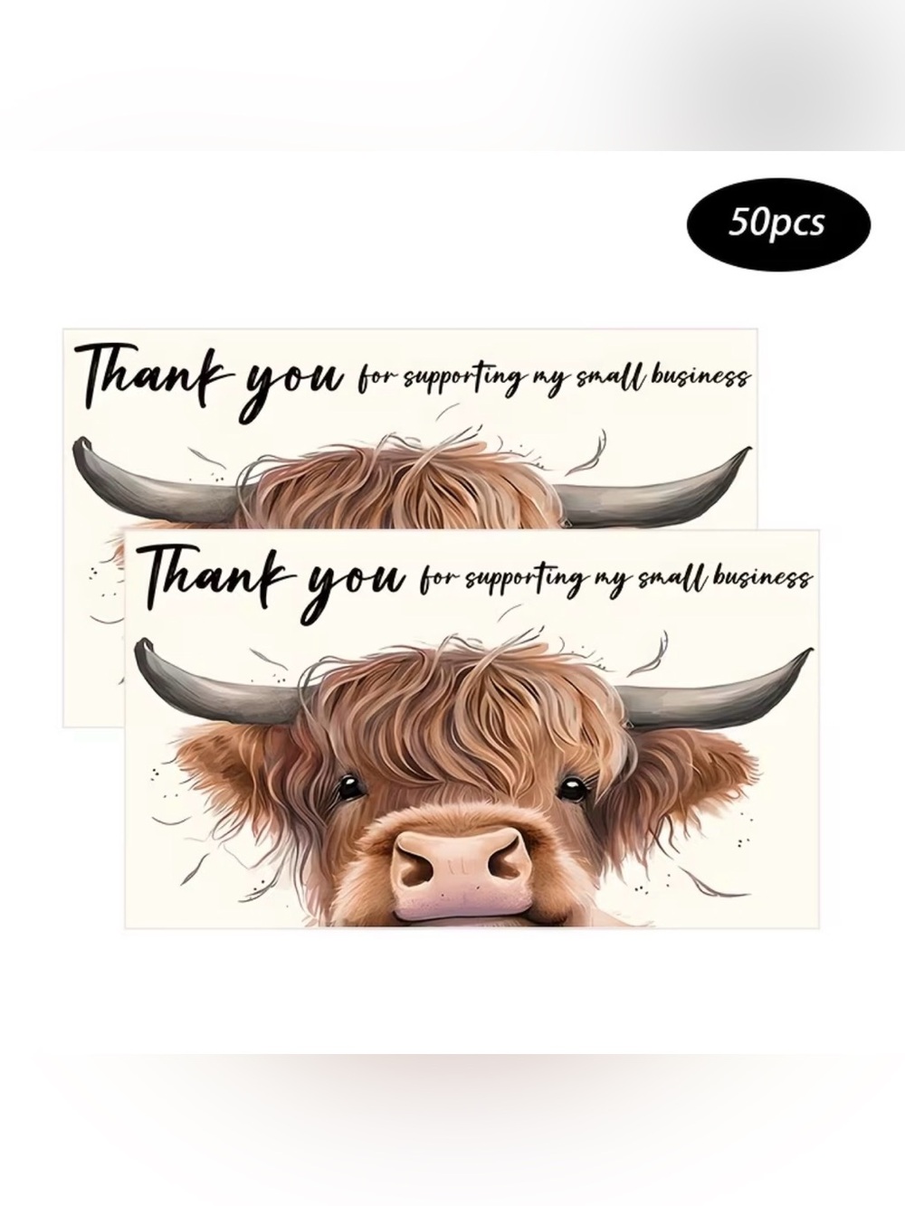 Highland Cows Thank You Cards SMALL SIZE! - Picture 3 of 4
